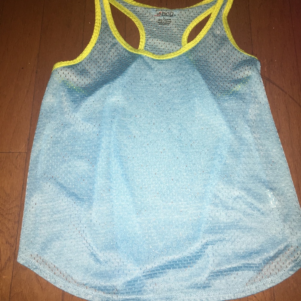 Green and blue mesh tank